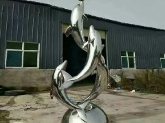 上海售樓處不銹鋼海豚雕塑制作,鏡面海豚雕塑